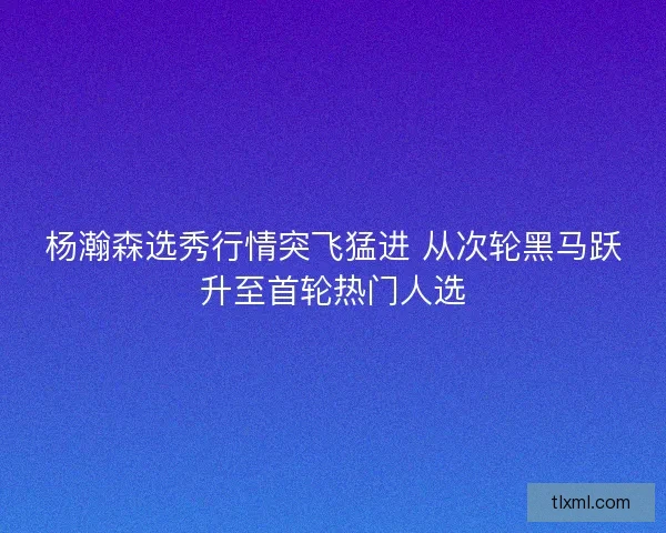 杨瀚森选秀行情突飞猛进 从次轮黑马跃升至首轮热门人选