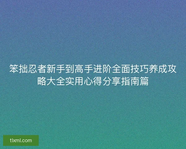 笨拙忍者新手到高手进阶全面技巧养成攻略大全实用心得分享指南篇
