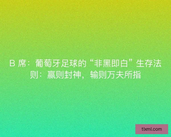 B 席：葡萄牙足球的 “非黑即白” 生存法则：赢则封神，输则万夫所指