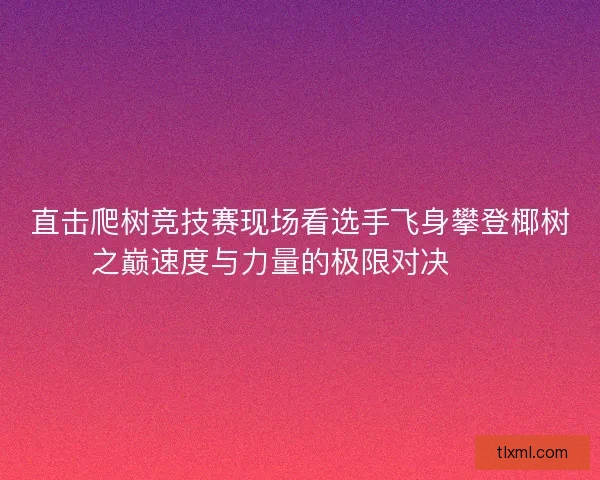 直击爬树竞技赛现场看选手飞身攀登椰树之巅速度与力量的极限对决🌴🏆
